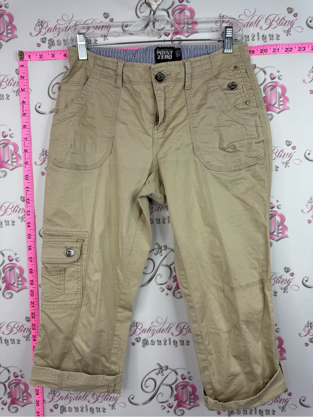 Point Zero capri pants y2k pockets Tan Women's Cargo Capris